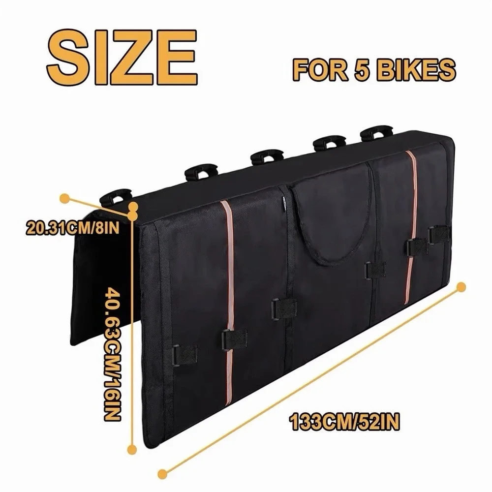 Amooca Tailgate Waterproof Pad For 5 Mountain Bikes And Tool Pockets 52